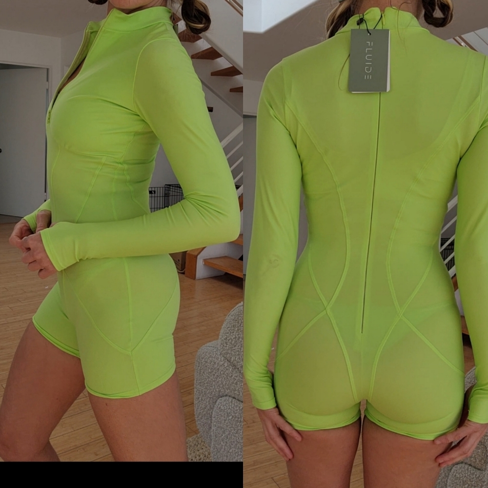 Nwt FLUIDE fluorescent day glo motorcross unitard onesie photo sample - Picture 5 of 5